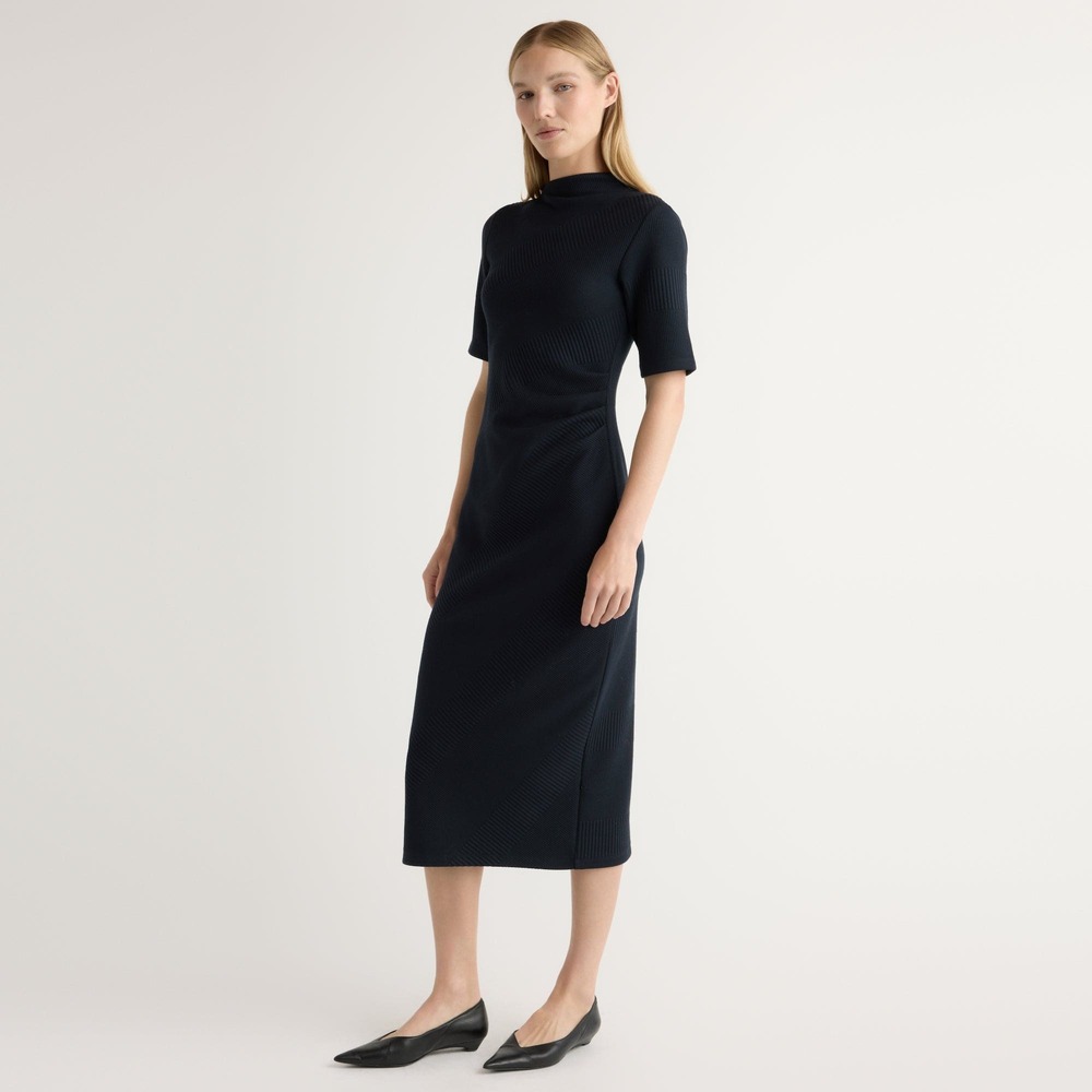 Modern Citizen Evie Ribbed-Knit Jersey Dress Size MNavy / Regular / M